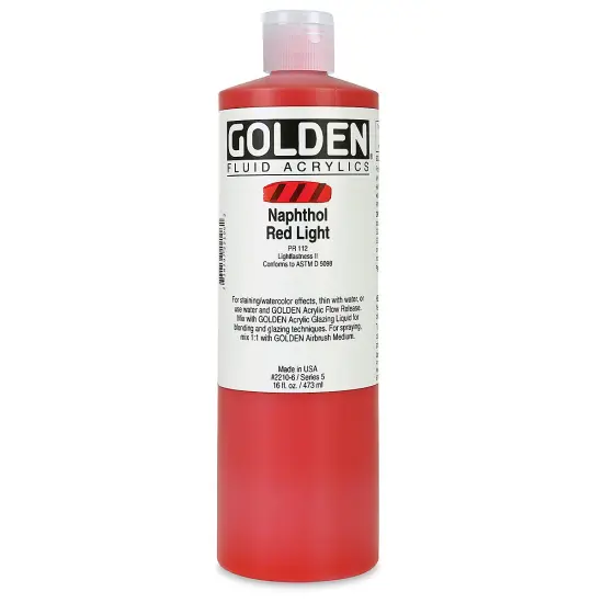 Golden Fluid Acrylics - Naphthol Red Light, 16 oz bottle {2}