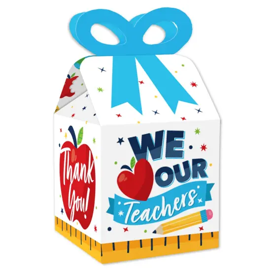 Big Dot of Happiness Thank You Teachers - Square Favor Gift Boxes - Teacher Appreciation Bow Boxes - Set of 12 {1}