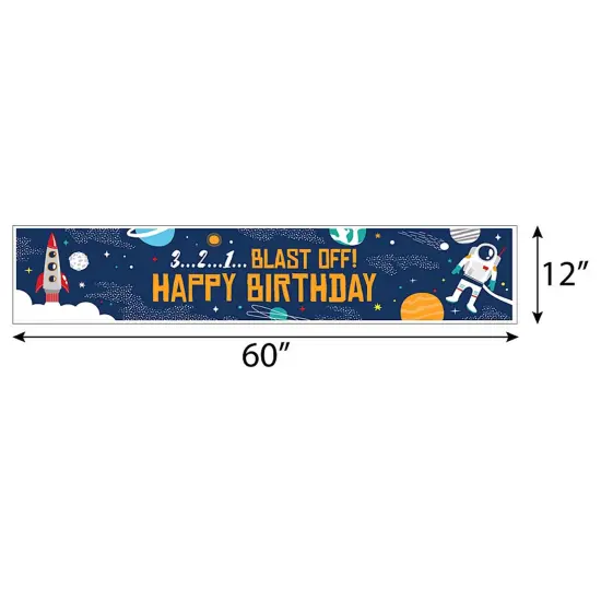 Big Dot of Happiness Blast Off to Outer Space - Rocket Ship Happy Birthday Decorations Party Banner {3}