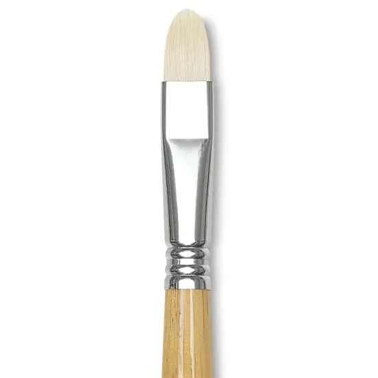 Escoda Clasico Chungking White Bristle Brush - Short Filbert, Long Handle, Size 12 {1}