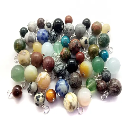 Gemstone Bead Charm Mix, 20 pieces, Assorted Stone Dangles, Adorabilities {2}