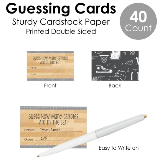 Big Dot of Happiness Nothin&rsquo; But Net - Basketball - How Many Candies Baby Shower or Birthday Party Game - 1 Stand and 40 Cards - Candy Guessing Game {7}