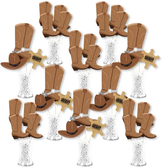 Big Dot of Happiness Western Hoedown - Wild West Cowboy Party Centerpiece Sticks - Showstopper Table Toppers - 35 Pieces {1}