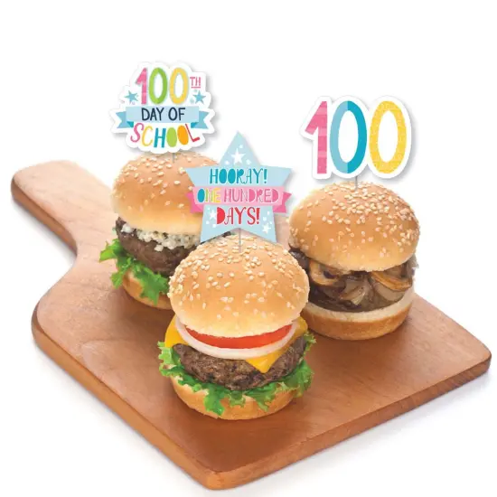 Big Dot of Happiness Happy 100th Day of School - Dessert Cupcake Toppers - 100 Days Party Clear Treat Picks - Set of 24 {4}