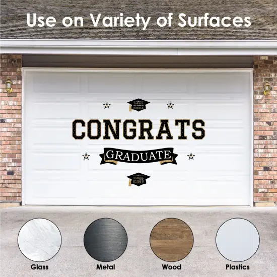 Big Dot of Happiness Gold Graduation Party Photo Backdrop - Wall Decals {3}