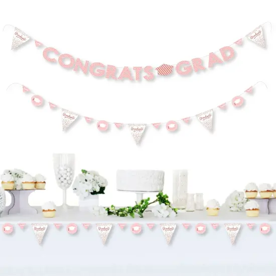 Big Dot of Happiness Rose Gold Grad - Graduation Party Letter Banner Decoration - 36 Banner Cutouts and Congrats Grad Banner Letters {3}