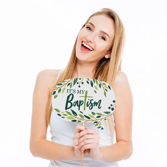 Big Dot of Happiness Baptism Elegant Cross - Religious Party Photo Booth Props Kit - 20 Count {4}