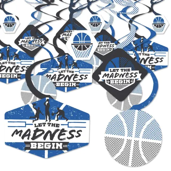 Big Dot of Happiness Blue Basketball - Let The Madness Begin - College Basketball Party Hanging Decor - Party Decoration Swirls - Set of 40 {1}