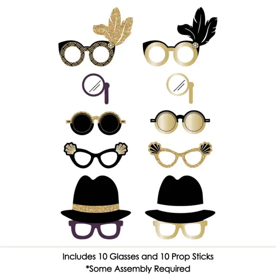 Big Dot of Happiness Roaring 20's Glasses - Paper Card Stock 1920s Party Photo Booth Props Kit - 10 Count {4}