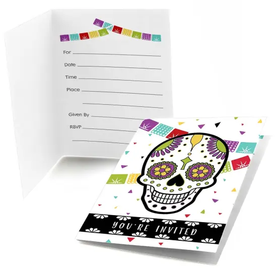 Big Dot of Happiness Day of the Dead - Fill-in Sugar Skull Party Invitations (8 count) {1}