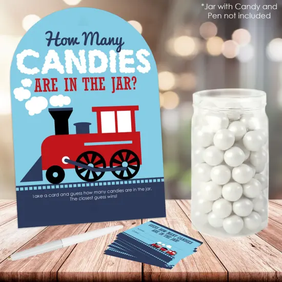 Big Dot of Happiness Railroad Party Crossing - How Many Candies Steam Train Birthday Party or Baby Shower Candy Guessing Game {3}