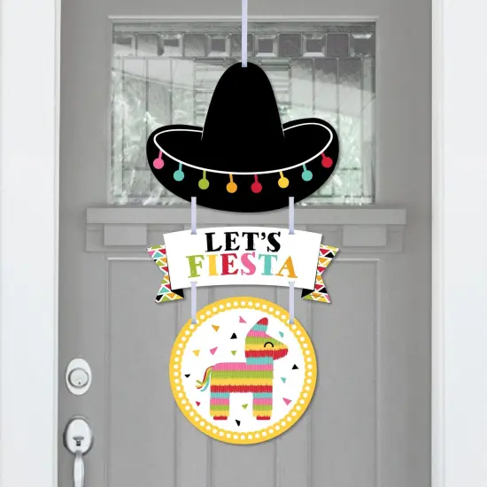 Big Dot of Happiness Let's Fiesta - Hanging Porch Fiesta Outdoor Decorations - Front Door Decor - 3 Piece Sign {1}