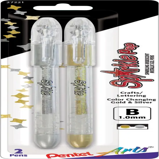 Pentel Sparkle Pop Metallic Gel Pens 1.0mm 2/Pkg-Gold & Silver Ink {1}