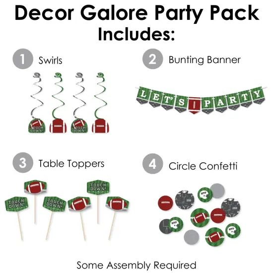 Big Dot of Happiness End Zone - Football - Baby Shower or Birthday Party Supplies Decoration Kit - Decor Galore Party Pack - 51 Pieces {3}