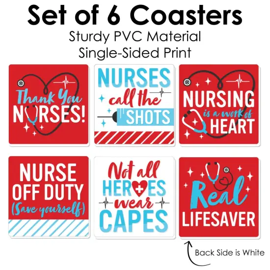Big Dot of Happiness Thank You Nurses - Funny Nurse Appreciation Week Decorations - Drink Coasters - Set of 6 {6}