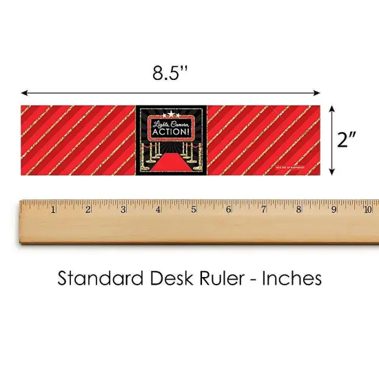 Big Dot of Happiness Red Carpet - Movie Night Party Water Bottle Sticker Labels - Set of 20 {6}