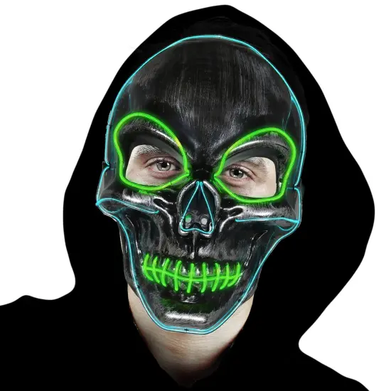 Light Up Costume Mask - Scary Glowing Face Mask with Lights for Masquerade Party and Festival Costumes {3}