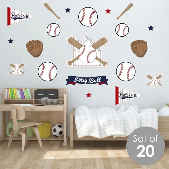 Big Dot of Happiness Batter Up - Baseball - Peel and Stick Sports Decor Vinyl Wall Art Stickers - Wall Decals - Set of 20 {3}