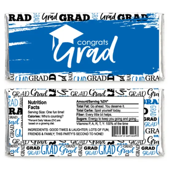 Big Dot of Happiness Blue Grad - Best is Yet to Come - Candy Bar Wrapper Royal BlueGraduation Party Favors - Set of 24 {3}