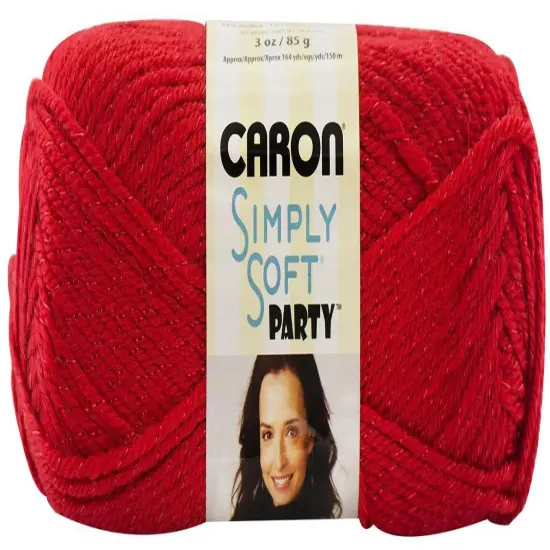 Multipack of 12 - Caron Simply Soft Party Yarn-Rich Red Sparkle {2}