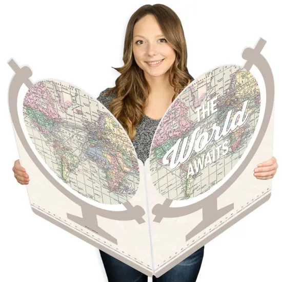 Big Dot of Happiness World Awaits - Travel Themed Congratulations Giant Greeting Card - Big Shaped Jumborific Card {1}