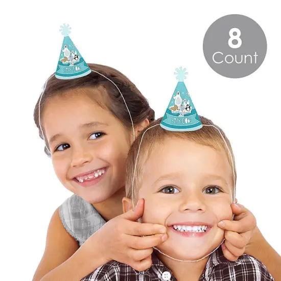 Big Dot of Happiness Arctic Polar Animals - Mini Cone Winter Baby Shower or Birthday Party Hats - Small Little Party Hats - Set of 8 {4}