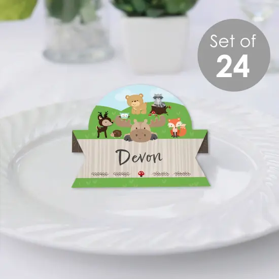 Big Dot of Happiness Woodland Creatures - Baby Shower or Birthday Party Tent Buffet Card - Table Setting Name Place Cards - Set of 24 {3}
