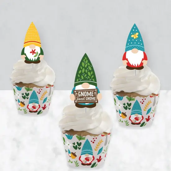 Big Dot of Happiness Garden Gnomes - Cupcake Decoration - Forest Gnome Party Cupcake Wrappers and Treat Picks Kit - Set of 24 {4}