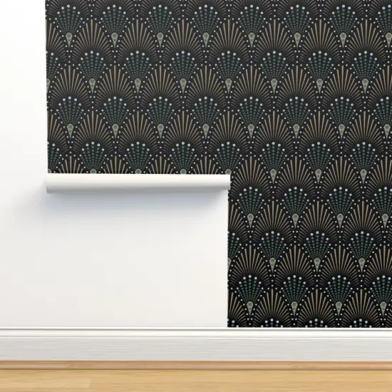 Peel & Stick Wallpaper 2FT Wide 1920S Glam Boho Jungle Geometric Luxury Custom Removable Wallpaper by Spoonflower {2}