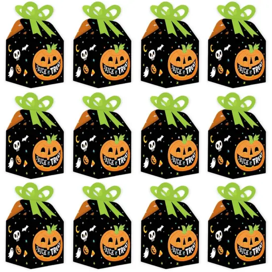 Big Dot of Happiness Jack-O'-Lantern Halloween - Square Favor Gift Boxes - Kids Halloween Party Bow Boxes - Set of 12 {6}