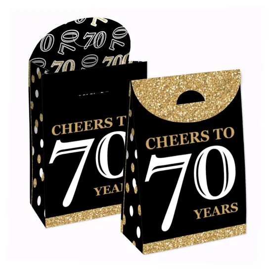Big Dot of Happiness Adult 70th Birthday - Gold - Birthday Gift Favor Bags - Party Goodie Boxes - Set of 12 {1}