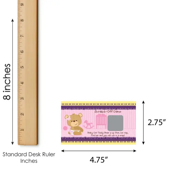 Big Dot of Happiness Baby Girl Teddy Bear - Baby Shower or Birthday Party Game Scratch Off Cards - 22 Count {7}