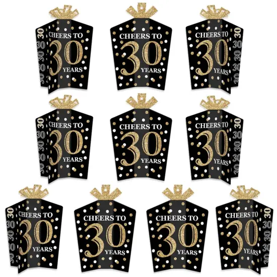 Big Dot of Happiness Adult 30th Birthday - Gold - Table Decorations - Birthday Party Fold and Flare Centerpieces - 10 Count {1}