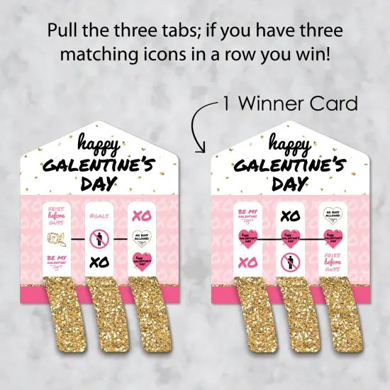 Big Dot of Happiness Be My Galentine - Galentine's & Valentine's Day Party Game Pickle Cards - Pull Tabs 3-in-a-Row - Set of 12 {4}