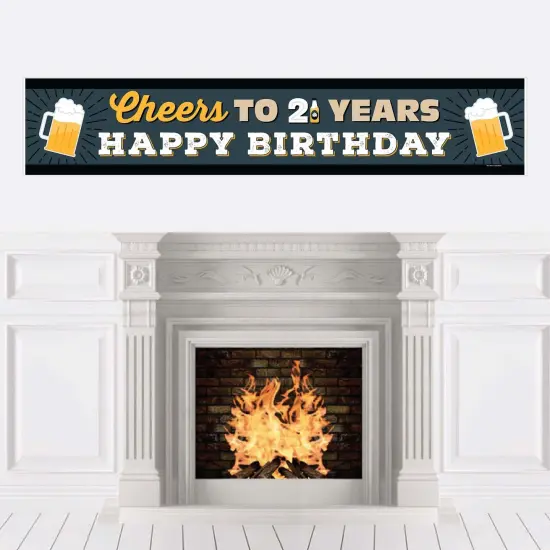 Big Dot of Happiness Cheers and Beers to 21 Years - Happy 21st Birthday Decorations Party Banner {1}