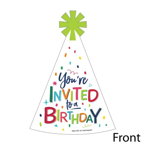 Big Dot of Happiness Cheerful Happy Birthday - Shaped Fill-in Invitations - Colorful Birthday Party Invitation Cards with Envelopes - Set of 12 {3}