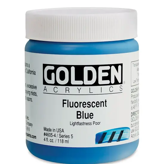 Golden Heavy Body Artist Acrylics - Fluorescent Blue, 4 oz Jar {2}