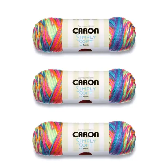 Caron Simply Soft Rainbow Bright Paints Yarn - 3 Pack of 141g/5oz - Acrylic - 4 Medium (Worsted) - 235 Yards - Knitting/Crochet {1}