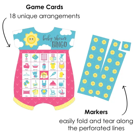 Big Dot of Happiness You Are My Sunshine - Picture Bingo Cards and Markers - Baby Shower Shaped Bingo Game - Set of 18 {3}