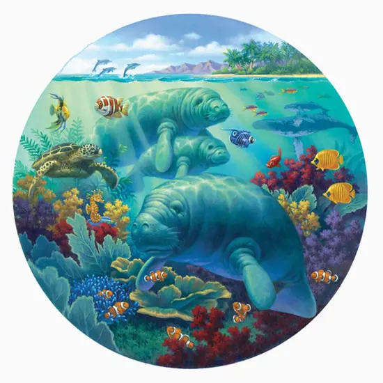 Sunsout Manatee Beach 500 pc Round Jigsaw Puzzle 55968 {1}
