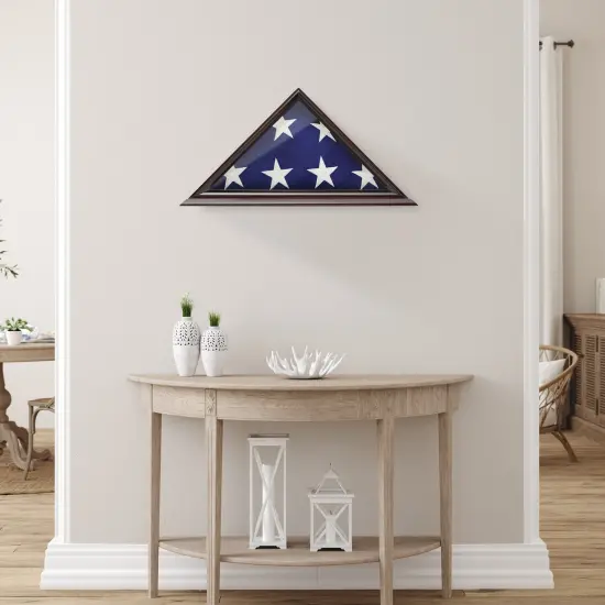 Reminded Military Memorial American Flag Display Case, Solid Wood Mahogany Finish {6}