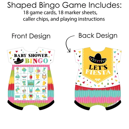 Big Dot of Happiness Let's Fiesta - Picture Bingo Cards and Markers - Baby Shower Shaped Bingo Game - Set of 18 {4}