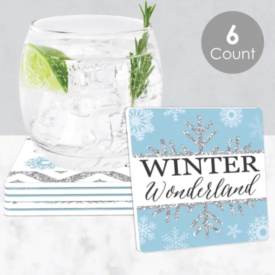 Big Dot of Happiness Winter Wonderland - Snowflake Holiday Party and Winter Wedding Decorations - Drink Coasters - Set of 6 {3}