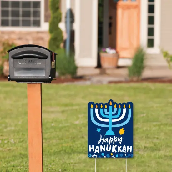 Big Dot of Happiness Hanukkah Menorah - Outdoor Lawn Sign - Chanukah Holiday Party Yard Sign - 1 Piece {3}