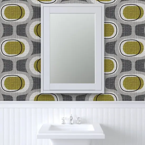 Peel & Stick Wallpaper 2FT Wide Mid Century Modern Retro Inspired Atomic Era 1950S 1960S Look Large Scale Texture Midcentury Neutrals Artistic Mid Farmhouse Custom Removable Wallpaper by Spoonflower {6}