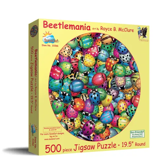 Sunsout Beetles Round Mania 500 pc Jigsaw Puzzle 31066 {3}