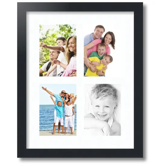 ArtToFrames Collage Photo Picture Frame with 4 - 5x7 inch Openings, Framed in Black with Over 62 Mat Color Options and Regular Glass (CSM-3926-3) {7}