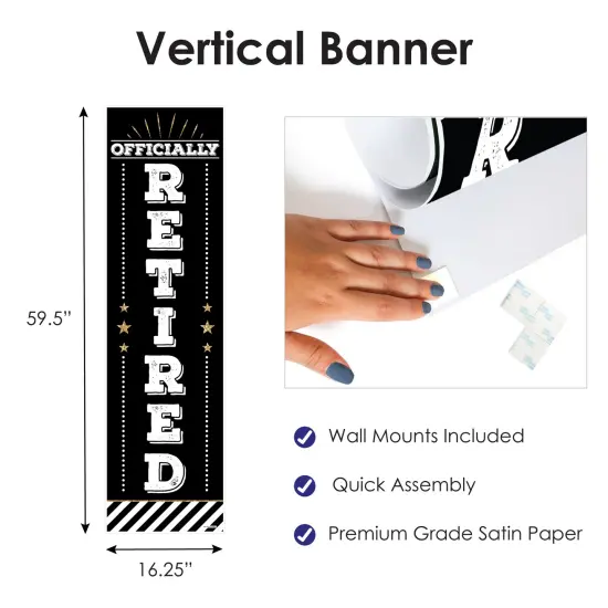 Big Dot of Happiness Happy Retirement - Retirement Party Front Door Decoration - Vertical Banner {4}