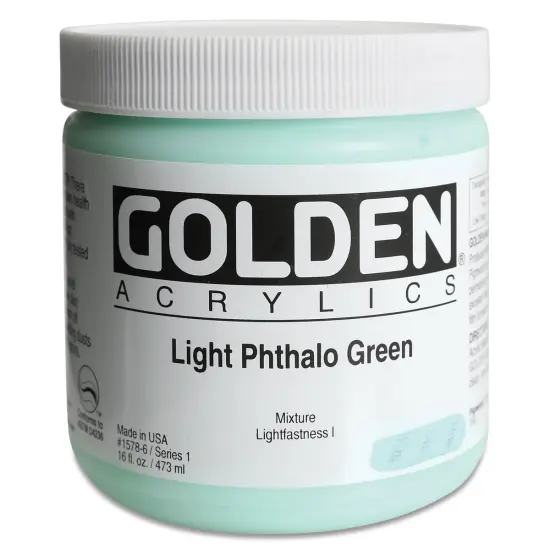 Golden Heavy Body Artist Acrylics - Light Phthalo Green, 16 oz {1}