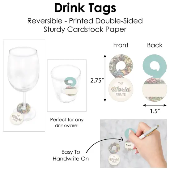 Big Dot of Happiness World Awaits - Travel Themed Party Paper Charger and Table Decorations - Chargerific Kit - Place Setting for 8 {7}